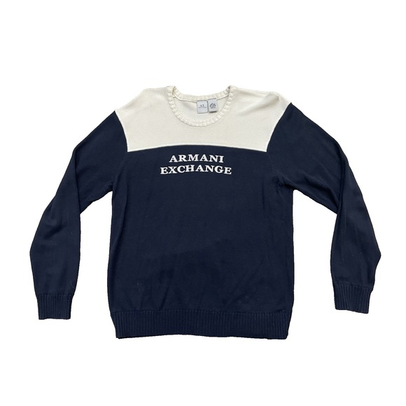 Vtg 90's A/X Armani Exchange‎ Applique Logo Sweater Men's Sz L Old Money